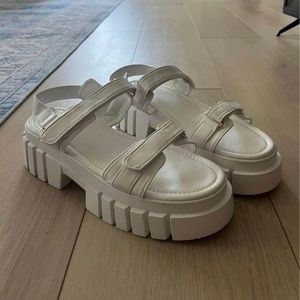 White platform sandals